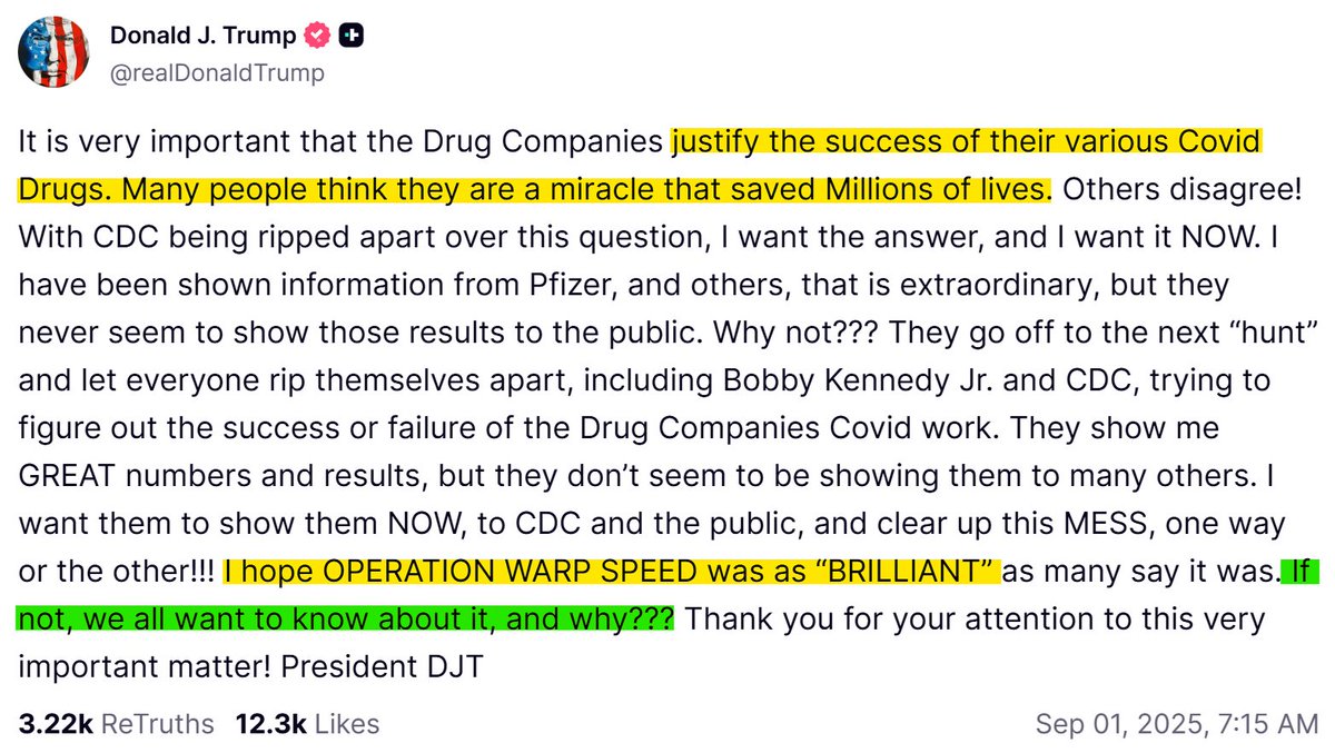 Major signal from Trump here, laying the groundwork for a public shift on the Covid narrative. 

This is something we have been anticipating for quite some time.