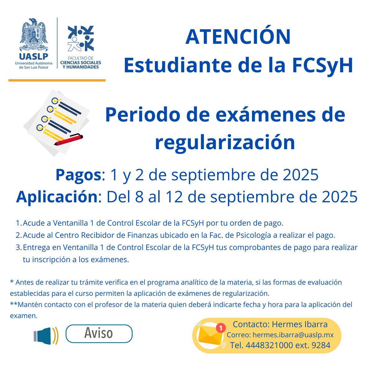 csyhUASLP's tweet image. Aviso #ControlEscolar