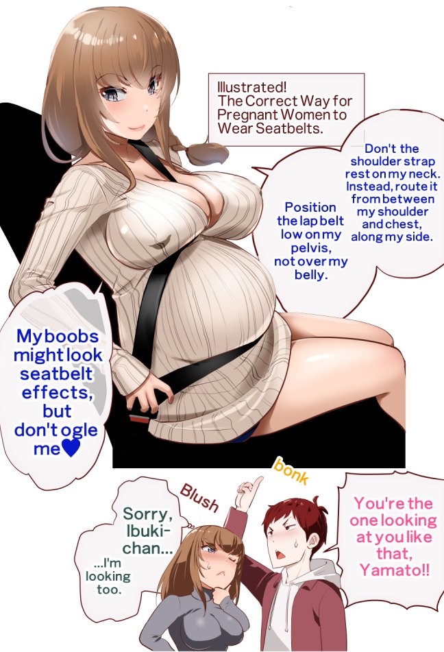 I've been body-swapped with my busty childhood friend and I'm learning how to fasten my seatbelt while pregnant.
#BodySwap