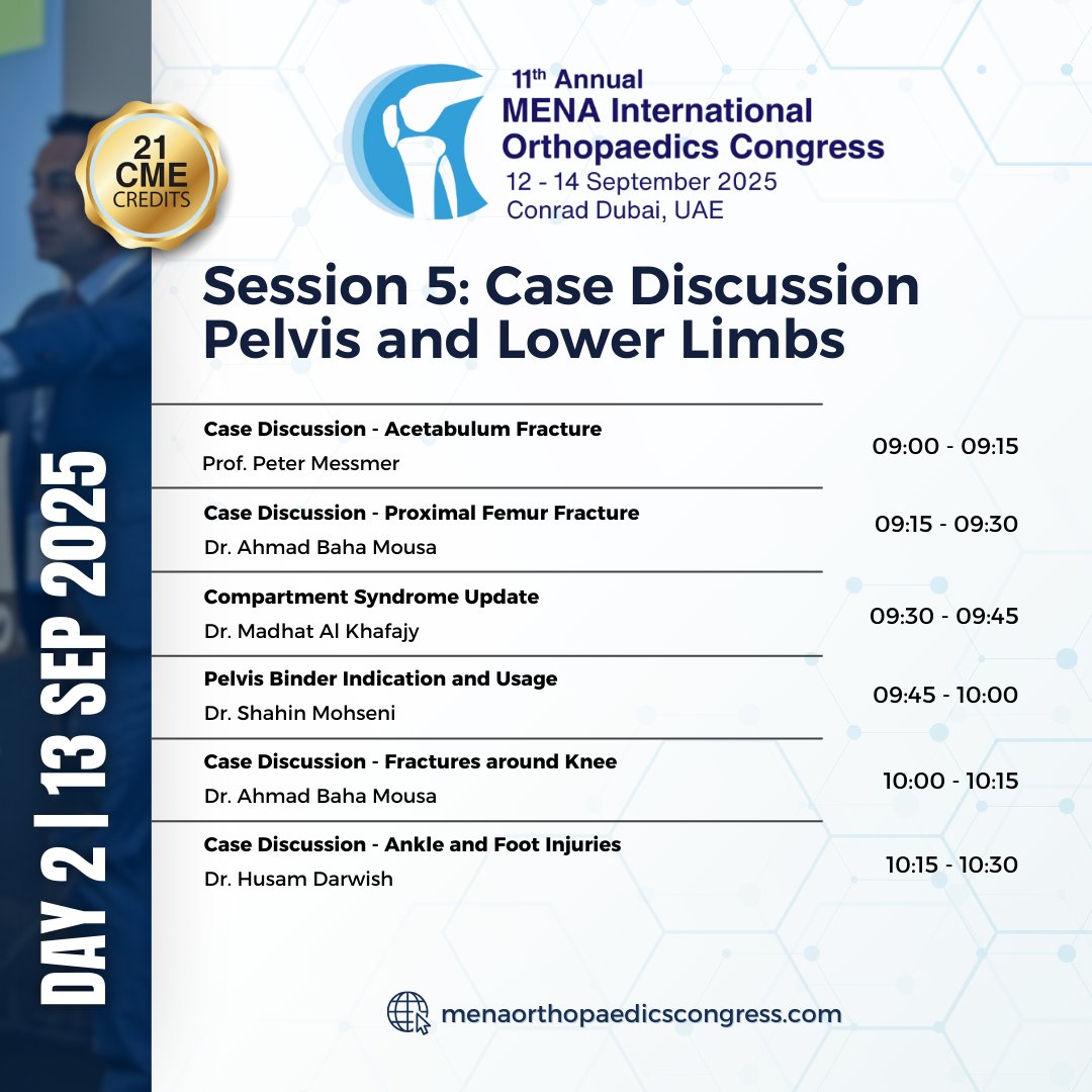 handsurgerypro's tweet photo. Session 5 at #MOC11 explores pelvis &amp; lower limb injuries — including acetabulum, femur &amp; knee fractures, compartment syndrome, and more.

Register here: https://t.co/grTZz3j9wM

#orthopaedic #orthopedicsurgery #surgery #orthopedic #ortho #orthopedicsurgeon #physiotherapy https://t.co/7TpIa8ZD59