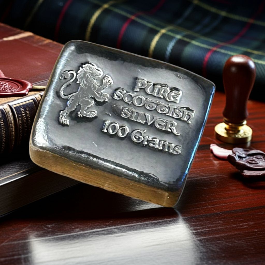 InfoScottish's tweet image. Command respect with this chunky 100g solid silver bar. Featuring a powerful lion stamp, this substantial ingot is a bold statement of tangible wealth and enduring Scottish strength. 

Link in Bio.

#kingofbeasts #tangibleassets #madeinscotland #bullion #silverbar #chunkysilver