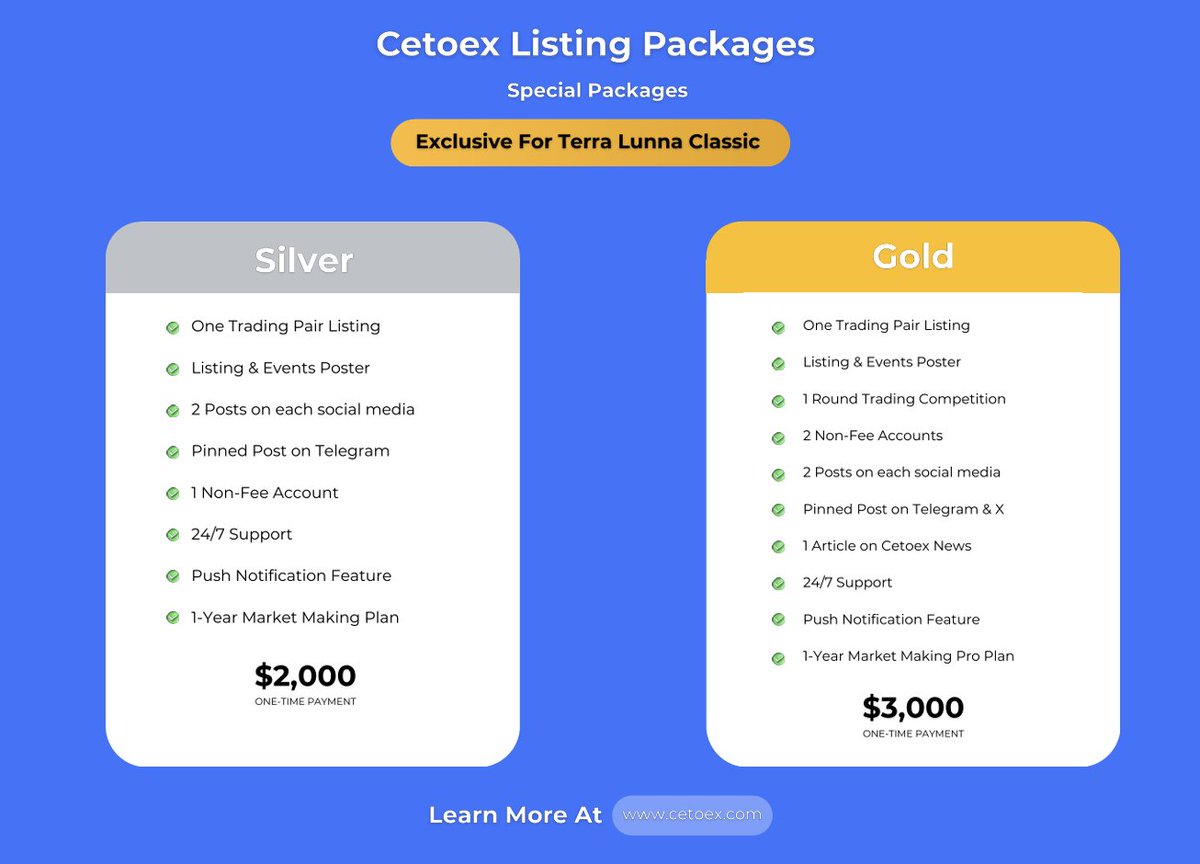 new <a href="/Cetoex/">CetoEX</a> android app update:

improved market filters, volume displaying and other improvements

Now #TerraClassic tokens have an affordable all inclusive package to list their tokens on a CEX competing for volume

$LUNC projects are invited to join <a href="/JurisProtocol/">Juris Protocol</a> &amp; $LTRN 😍
