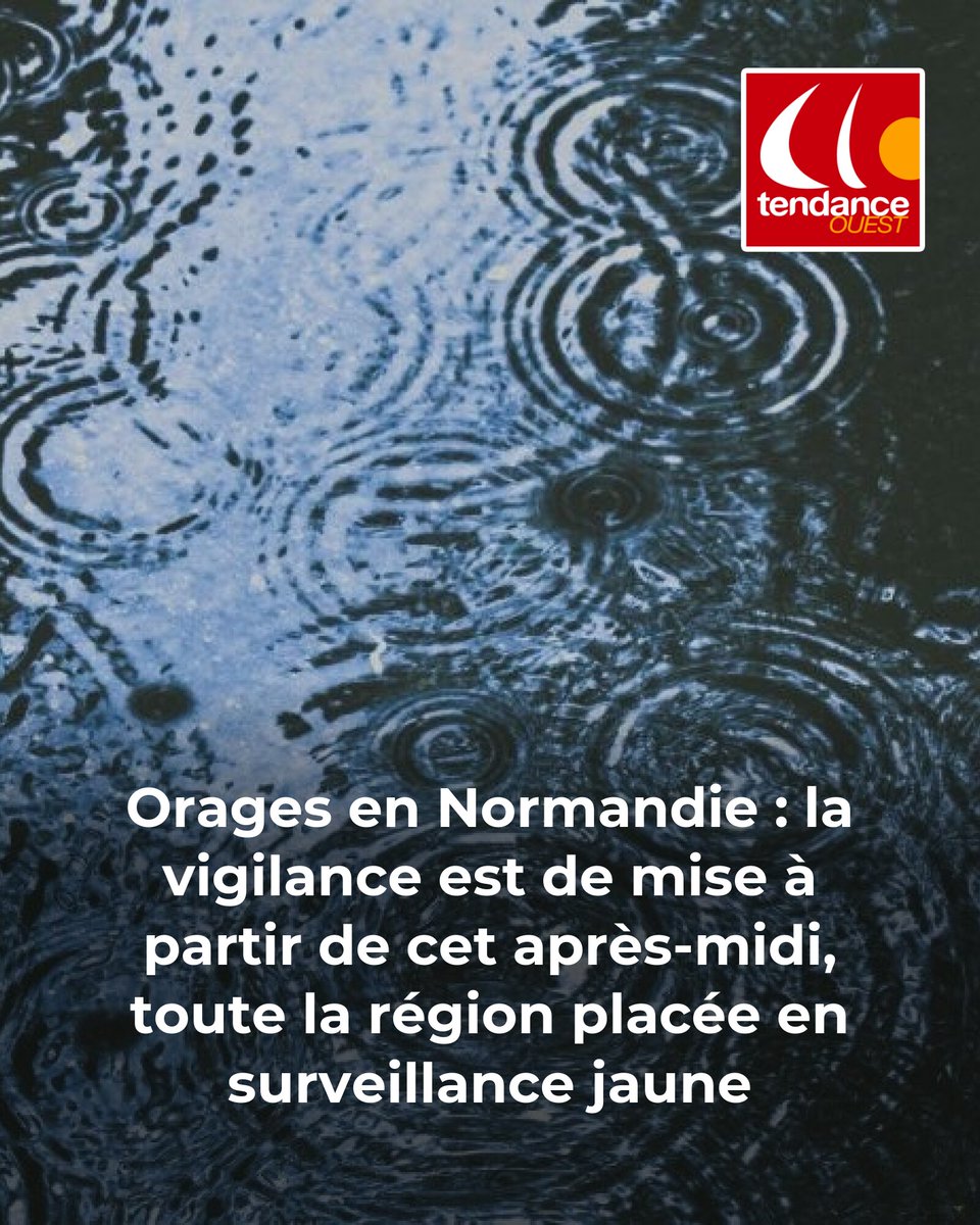 L'ensemble de la Normandie est placé en vigilance jaune pour orages cet après-midi, avec des averses soutenues et des rafales de vent.
➡️ l.tendanceouest.com/SbO
