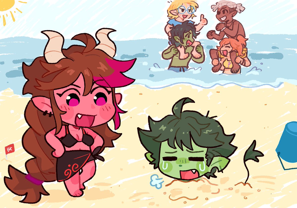 NEOBATSUIT's tweet image. the bad kids go to have their beach episode !!!! 

fun prompt for the d20 art bash 
#dimension20 #fantasyhigh #d20