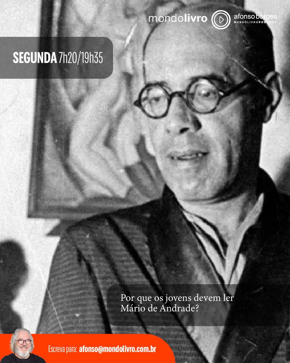 Mondolivro Podcast (@mondolivro) on Twitter photo Nos poemas de "Pauliceia Desvairada" e no romance "Macunaíma", Mário de Andrade rompeu com as regras antigas e mostrou que a literatura podia falar como o povo fala, cheia de humor, gírias, invenção e ousadia. Ouça a fala de <a href="/afonsoborges/">Afonso Borges</a> sobre isso: bit.ly/45ZtDsq Nos poemas de "Pauliceia Desvairada" e no romance "Macunaíma", Mário de Andrade rompeu com as regras antigas e mostrou que a literatura podia falar como o povo fala, cheia de humor, gírias, invenção e ousadia. Ouça a fala de <a href="/afonsoborges/">Afonso Borges</a> sobre isso: bit.ly/45ZtDsq