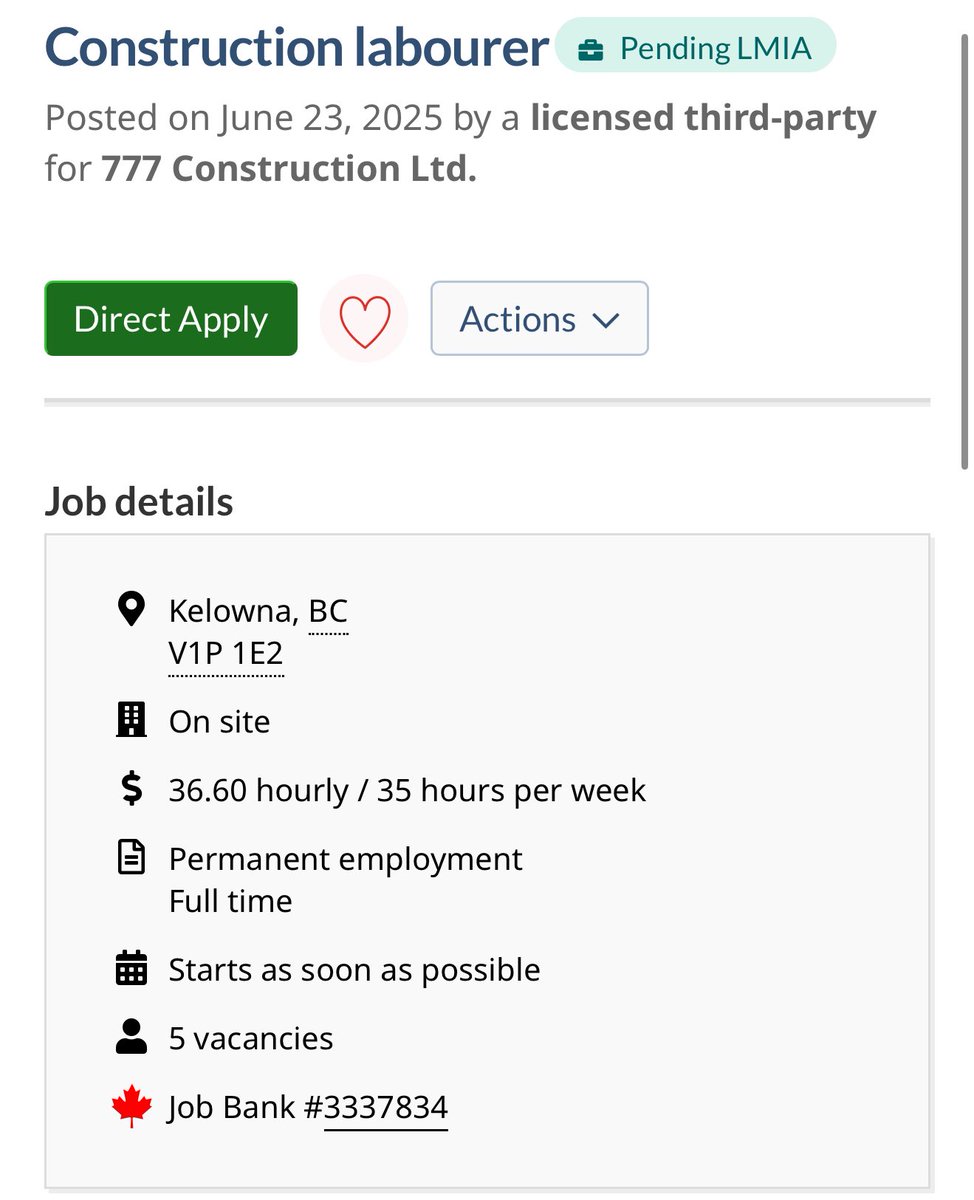 CICWatch6's tweet image. Another LMIA pending, 5 labourers needed in Kelowna at $36.60/hr.

You’re saying there aren’t any Canadians willing to do unskilled labour in Kelowna for over $36 an hour?  “No Canadians available.”
#canadianimmigration #lmia 

@TheophanesRex @Tablesalt13