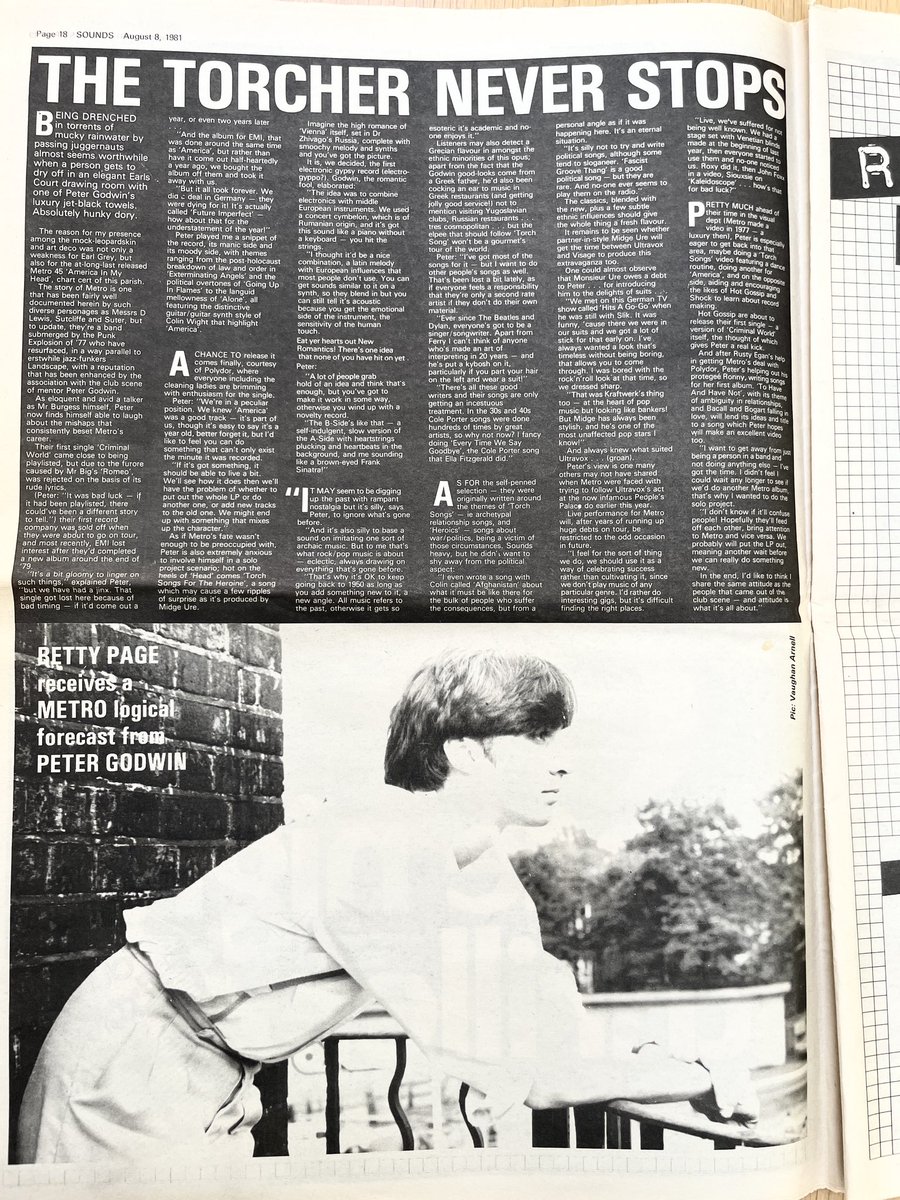 Peter Godwin / Metro, interviewed by Betty Page.
Pic by Vaughan Arnell.
Sounds music paper, 8 August 1981.
<a href="/IDigStories/">Beverley Glick</a> <a href="/DirectorV/">vaughan arnell</a>