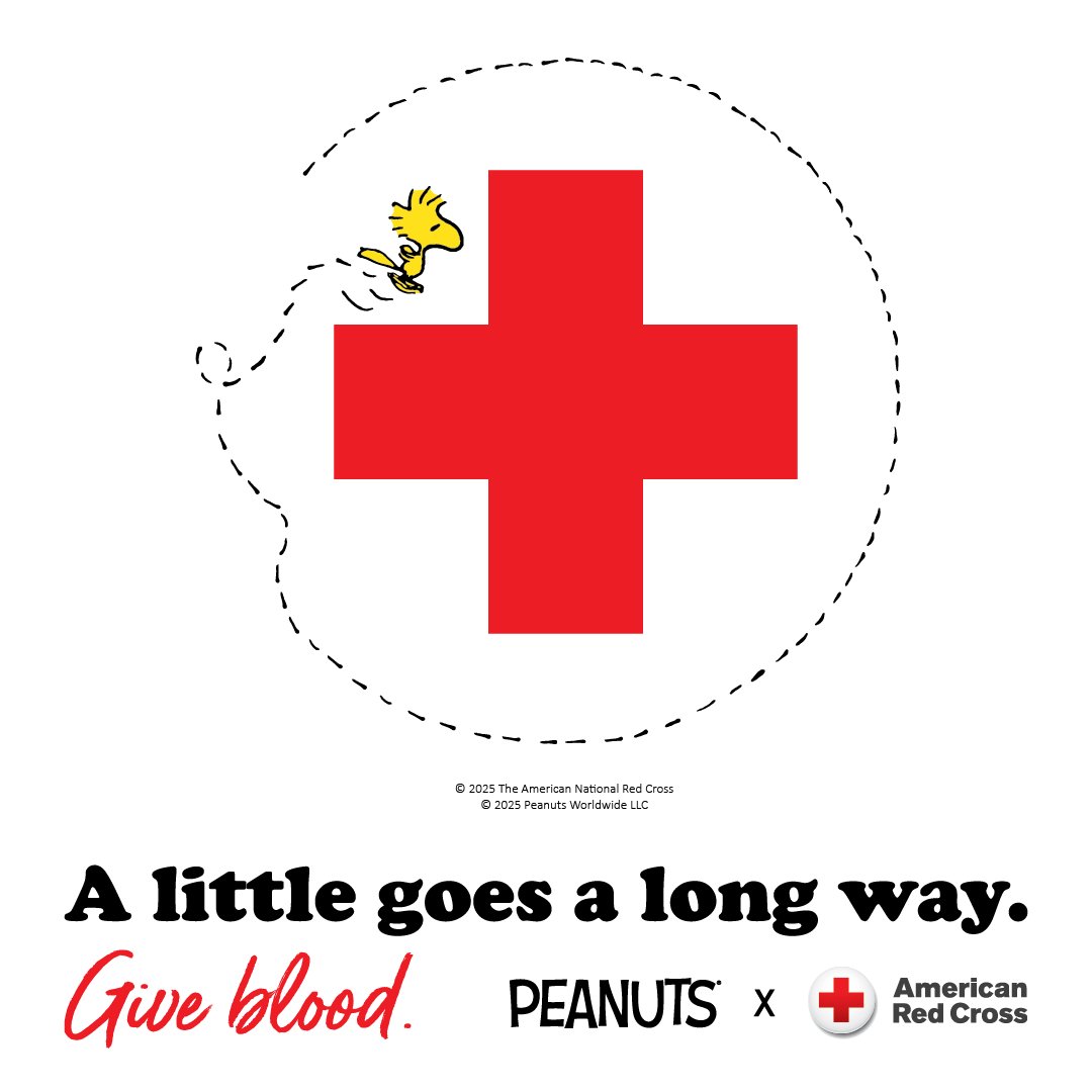 In celebration of the 75th anniversary of PEANUTS®, come to give blood Aug. 29-Sept. 21 for an exclusive Red Cross x PEANUTS mystery bag with 1 of 4 special T-shirt designs, while they last. Open the bag to reveal which iconic design is yours! Book now: rcblood.org/4oHsKx8