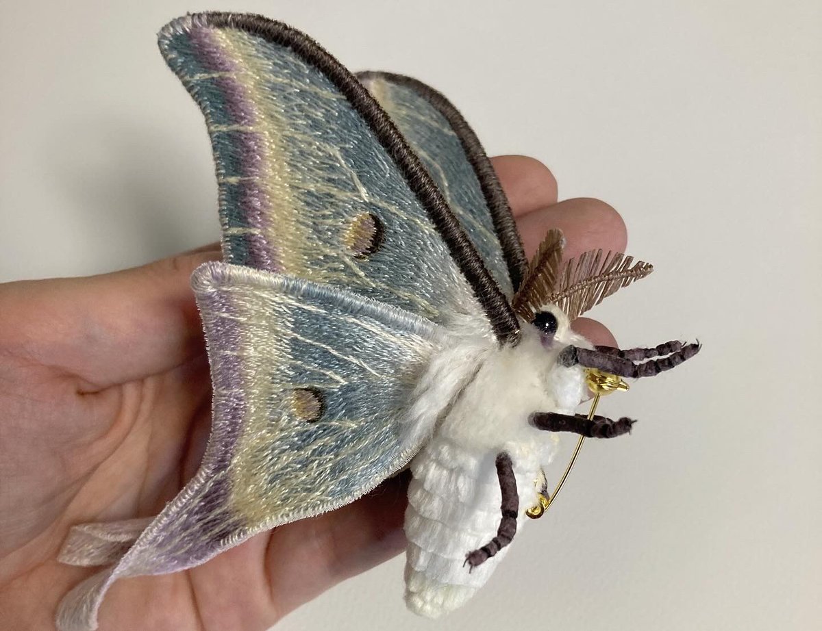 坂田あづみさんの刺繍 蛾 モチーフ ブローチ 坂田あづみさんの刺繍 蛾 モチーフ ブローチ 坂田あづみさんの刺繍 蛾