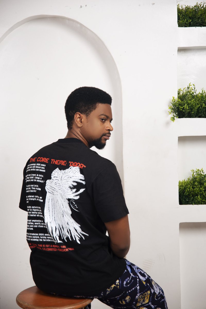 DADA tees as rocked by <a href="/OlumideOworu/">Olumide Abiodun Oworu</a> tell the tales of a beautiful African child born with locs, seen as beautiful, mystical, and rare.