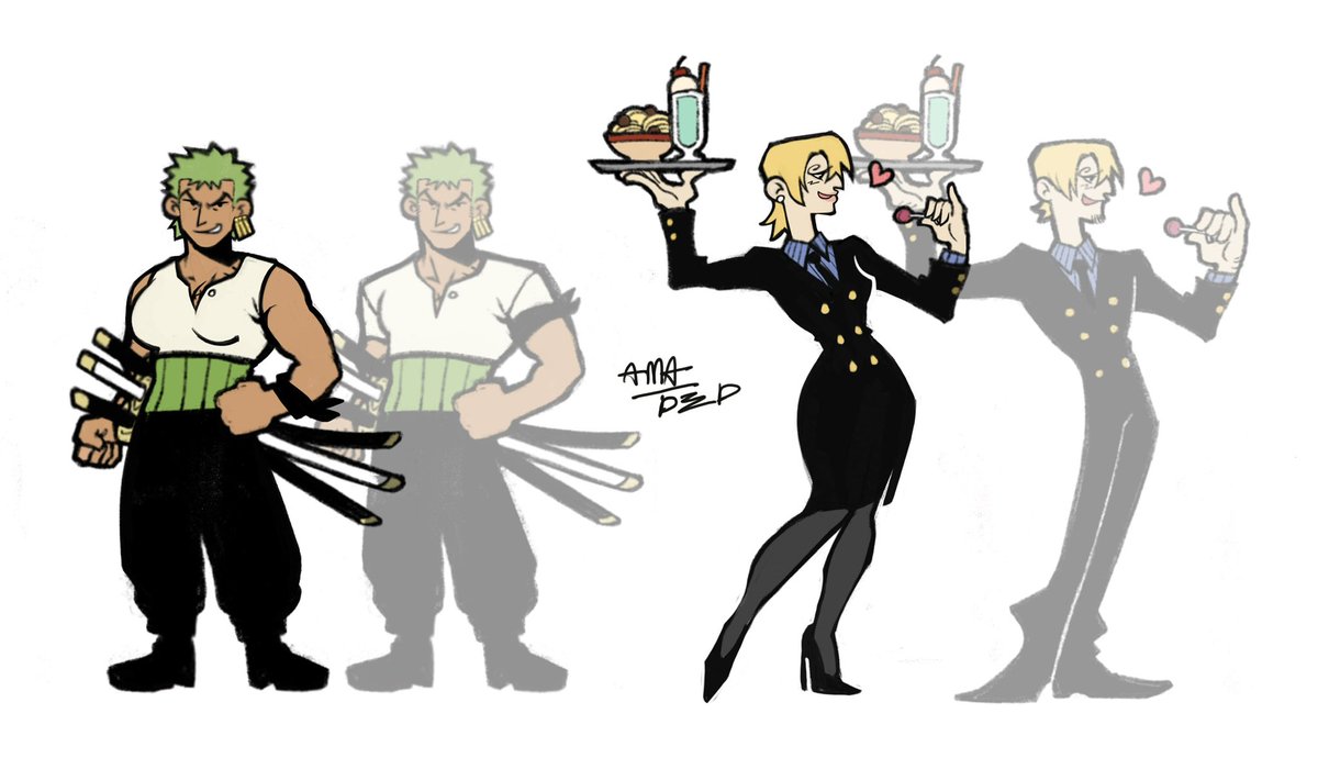 my views on the female version of ZoSan (Zoro hasn't changed much😭😭😭)