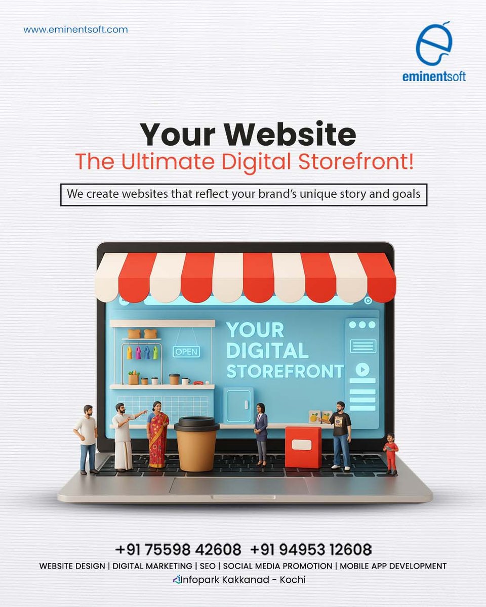 eminentsoftweb's tweet image. 🚀 Transform your business with a powerful digital storefront! Eminent Soft builds stunning, SEO-ready, mobile-friendly websites that reflect your brand &amp;amp; drive results. 
Call: +91 75598 42608 🌐 Infopark, Kochi #DigitalStorefront #WebsiteDesign #SEO #DigitalMarketing