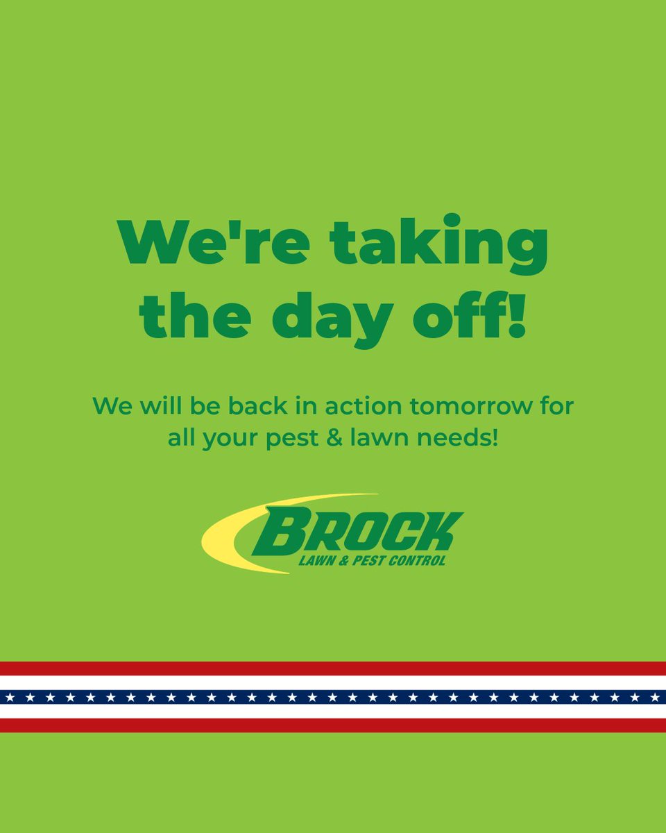 Rested teams do the best work! We’re closed today for Labor Day and back tomorrow to keep your lawn healthy and your home pest-free. 🌿🐜 Today, we honor the hard work and dedication that built this great nation.