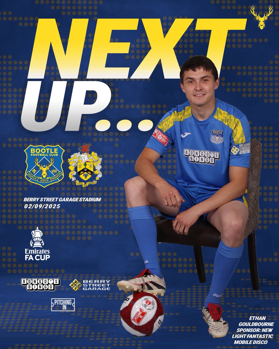 Bootle Football Club (@bootle_fc) on Twitter photo TOMORROW NIGHT!
🆚 <a href="/SilsdenAFC/">Silsden AFC</a>
🏆 Emirates FA Cup First Qualifying Round
🏟️ The Berry Street Garage Stadium
⏰ 7:45pm KO
🎟️ bootlefc.com/tickets
#UpTheBucks 🟡 TOMORROW NIGHT!
🆚 <a href="/SilsdenAFC/">Silsden AFC</a>
🏆 Emirates FA Cup First Qualifying Round
🏟️ The Berry Street Garage Stadium
⏰ 7:45pm KO
🎟️ bootlefc.com/tickets
#UpTheBucks 🟡