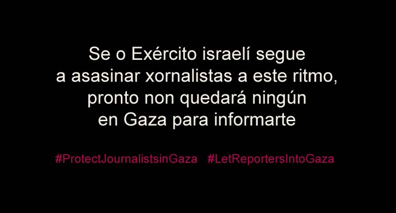 O CPXG súmase, xunto a máis de 250 medios, á iniciativa de <a href="/RSF_ES/">RSF España</a> e <a href="/Avaaz/">Avaaz</a> para denunciar dos ataques contra do exército israelí en Gaza 🇵🇸 e esixir o acceso sen restricións da prensa internacional á Faixa.  #ProtectJournalistsInGaza #LetReportersIntoGaza
xornalistas.gal/novas-eventos/…