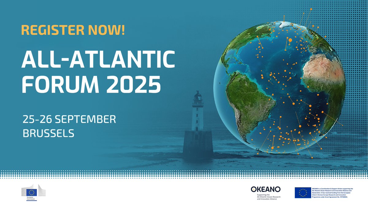 🌊 Don’t miss the #AAORIAForum2025 in Brussels

🗓️ Sept 25–26 | 🌍 Ocean science, innovation &amp; cooperation

🎟️ Registration is still open – secure your spot now 👉 register.event-works.europa.eu/dgscic/AAF25/m…

<a href="/AllAtlanticO/">All-Atlantic Ocean Research & Innovation Alliance</a> <a href="/cinea_eu/">CINEA 🇪🇺</a> <a href="/EU_MARE/">EU Maritime & Fish</a> <a href="/EUScienceInnov/">EU Science & Innovation 🇪🇺</a> 
 
#OceanResearch #AtlanticAlliance