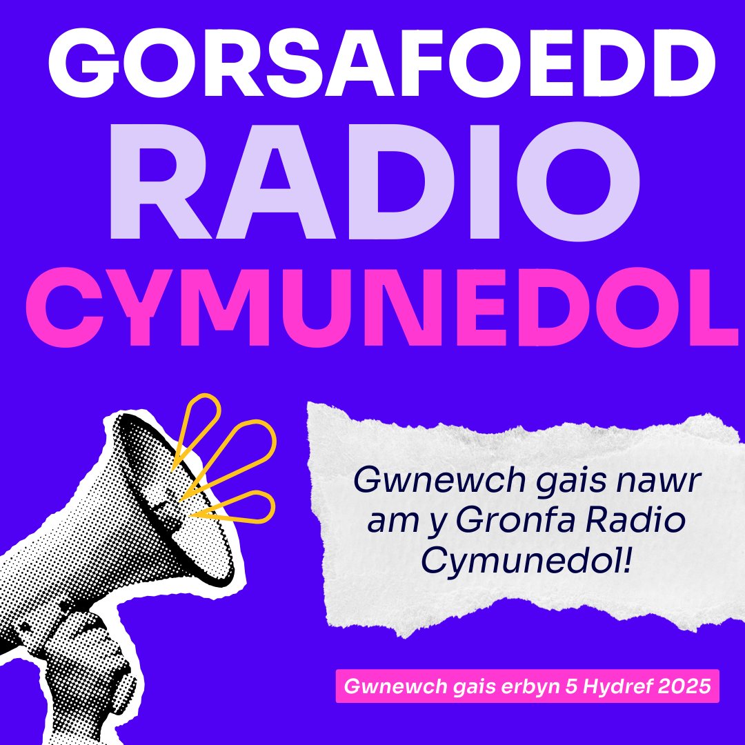 Ofcom Cymraeg (@ofcomcymraeg) on Twitter photo 📢📻 At sylw pob gorsaf radio gymunedol yn y DU.
Dyma’ch cyfle i wneud cais ar gyfer y Gronfa Radio Cymunedol, gyda dros £900K ar gael i gefnogi gorsafoedd radio cymunedol lleol, di-elw.
Gwnewch gais erbyn 5pm, ddydd Sul 5 Hydref 2025 🔗ofcom.org.uk/cy/tv-radio-an… 📢📻 At sylw pob gorsaf radio gymunedol yn y DU.
Dyma’ch cyfle i wneud cais ar gyfer y Gronfa Radio Cymunedol, gyda dros £900K ar gael i gefnogi gorsafoedd radio cymunedol lleol, di-elw.
Gwnewch gais erbyn 5pm, ddydd Sul 5 Hydref 2025 🔗ofcom.org.uk/cy/tv-radio-an…