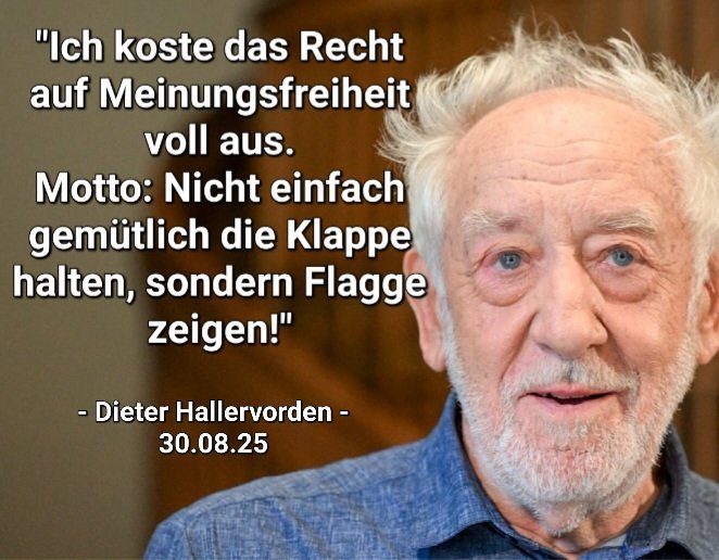 Wundervolle Worte von Dieter
Hallervorden! 👌
Man wünscht sich sooo sehr, dass mehr Menschen so denken, handeln und reden würden wie "Didi".
Einfach GROSSARTIG, der Mann! ♥️