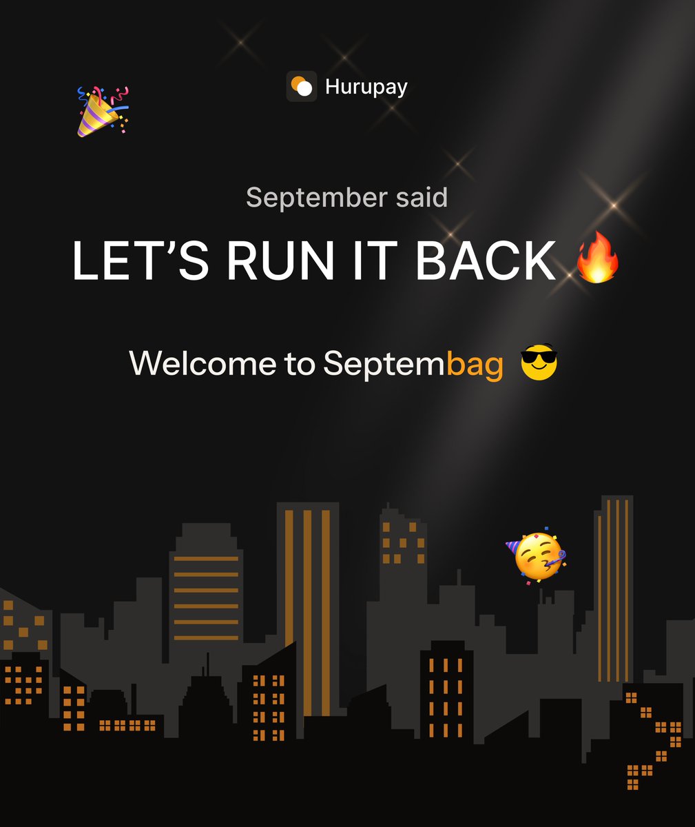 kolan_xyz's tweet photo. Happy New Month, Fam! ✨
September finally pulled up 🚪 and guess what? 
We’re officially in the last quarter of the year 👀💼. Time to chase the bags, secure the wins, and make those money moves.

Do it the smart way with Hurupay 🚀💸

#HelloSeptember #Movemoney #Hurupay https://t.co/h7UzCKoKVh