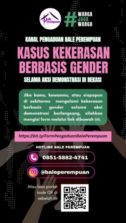 txtdrbekasi's tweet image. Woy beks! kalo ada yg ngalamin kekerasan seksual/kdrt dan sejenisnya di kota/kab bekasi yg butuh konsultasi/pendampingan bisa ke ig @baleperempuan.

Bantu sebarkan ya