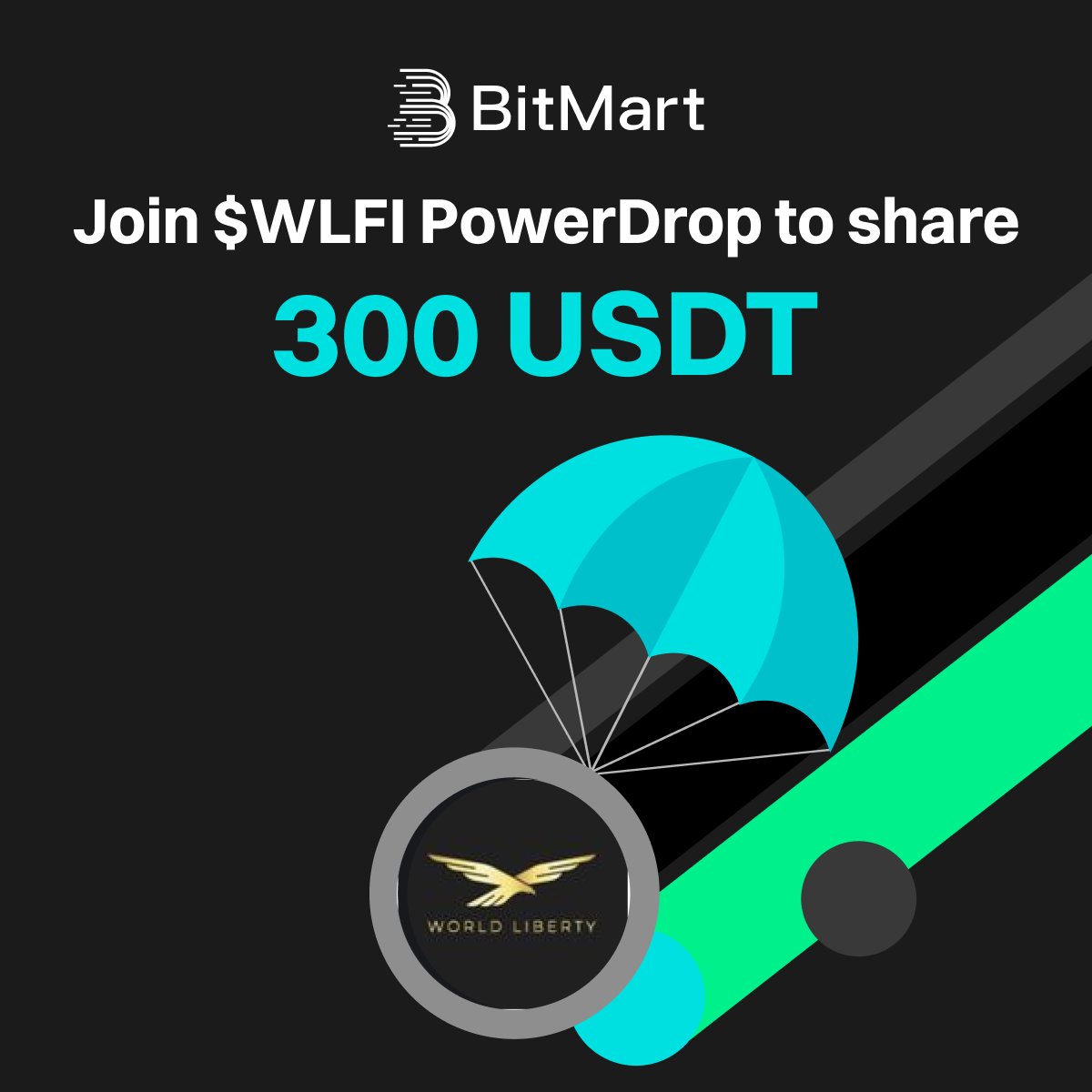 BitMartExchange's tweet photo. 🔥 BitMart PowerDrop Giveaway 🔥

$WLFI is NOW LIVE on BitMart PowerDrop🚀
Join to share 300 USDT bonuses 💰

1️⃣ Follow us & @worldlibertyfi
2️⃣ RT this post and Hashtag #PowerDrop
3️⃣ Share the screenshot of Joining $WLFI PowerDrop, tag 3 frens and leave your CID in the comments

💰Reward: 20 $USDT x 15
⏱️Period: now ~ Sep 7, 2:00 AM UTC