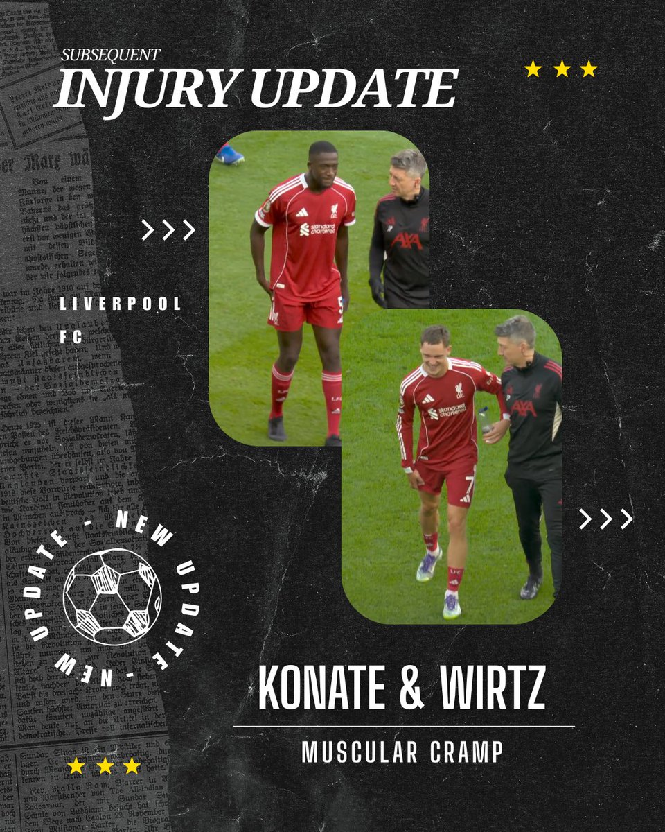 Konate and Wirtz came off in the second half after suffering what seems to be muscular cramps.

On Konate, Slot said: "He thinks it is cramp." Konate was seen pointing to his quad/adductor region, then tried to stretch out his hip flexors. At this stage, it looks more of a cramp,
