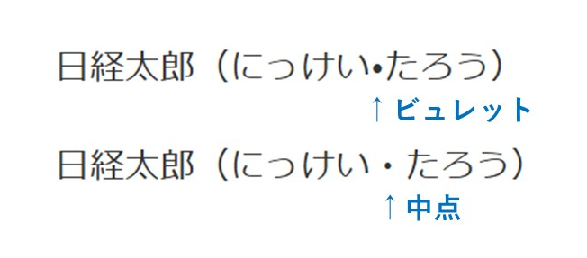 nikkei_kotoba's tweet photo. 原稿の「中点（・）」が「何か大きいな」と思ったら「ビュレット（•）」でした。「目じるしとして箇条書きの各条、見出しなどの頭に付ける」（「句読点、記号・符号活用辞典。」）ものです。英語表記は“bullet”で弾丸の意。日経の変換辞書では出ないため、なぜ現れたのか謎です。（み）
＃ビュレット https://t.co/7zyeBAUUvj