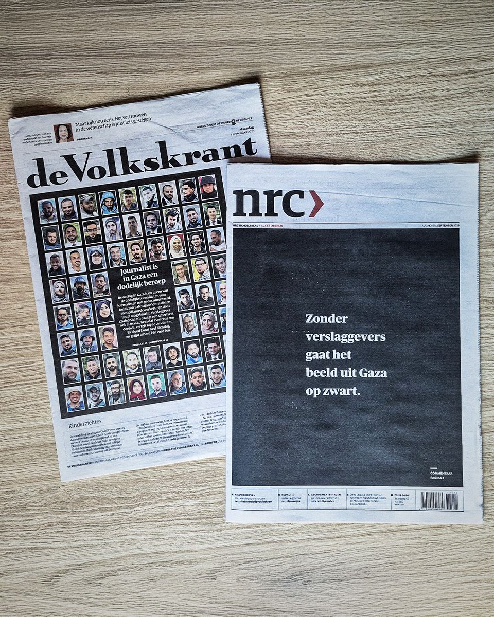 Dit VVD/BBB-kabinet maakt ons land medeplichtig aan genocide. Maar NL zegt massaal: niet in mijn naam. Glasheldere boodschap VK en NRC: wie journalisten doodt, kan waarheid niet aan
 
Om 12 uur legt Nederland het werk kort stil als de sirene gaat. Sluit je aan en laat je horen!