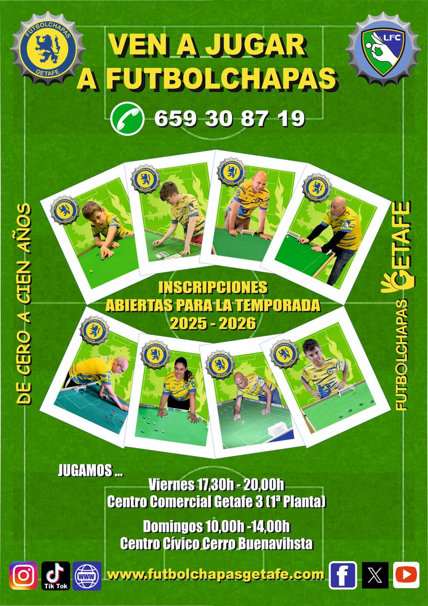 Inscripciones abiertas para la temporada 25/26 futbolchapasgetafe.com/inscripciones-… a través de <a href="/FChapasGetafe/">FutbolChapas Getafe</a>