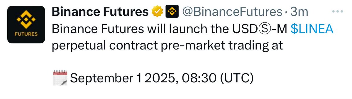 $LINEA listed on <a href="/HyperliquidX/">Hyperliquid</a> futures
And <a href="/binance/">Binance</a>