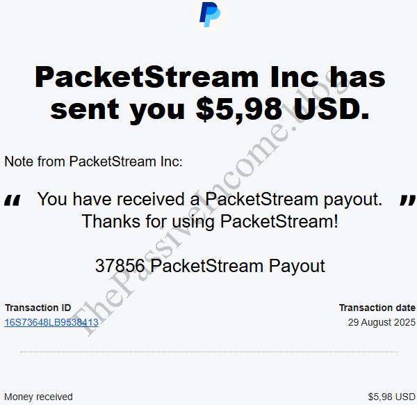 The 68th payout has been received from PacketStream. Real passive income.

Click for more information: thepassiveincome.blog/sell-your-unus…

#MakeMoneyOnline #passiveincome #earnmoneyonline #packetstream #bandwidthselling