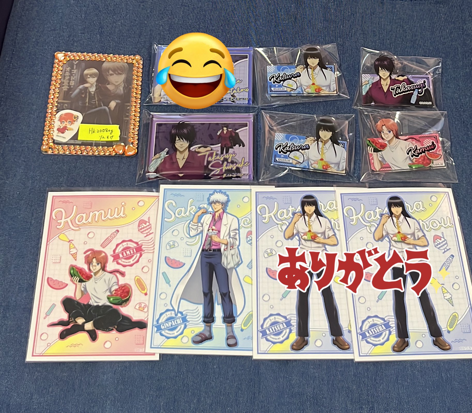 銀魂 銀八先生 神楽 夏の食べ物 缶バッジ 銀魂 銀八先生 神楽 夏の