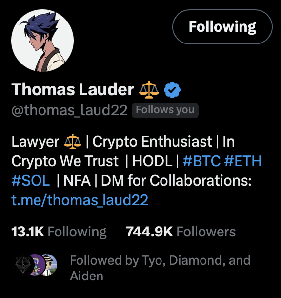 Welcome to the party <a href="/thomas_laud22/">Thomas Lauder ⚖️</a> 🐙