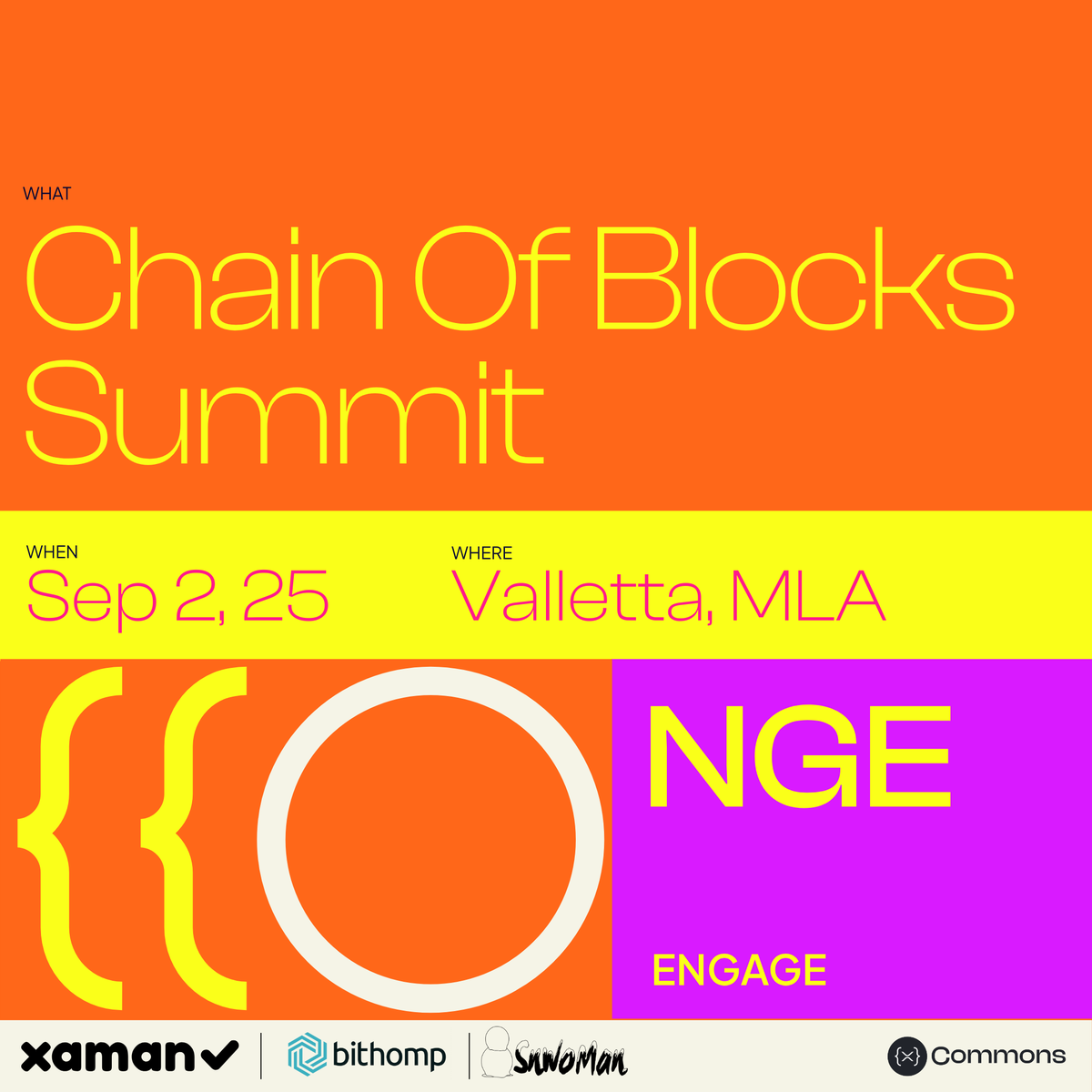 TOMORROW - Excited for #chainofblockssummit  in Malta! 🌍 

Join the XRPL community Sept 2 at The Phoenicia for a full day of panels, talks, and hands-on building. 
Topics: Wallets, NFTs, DeFi, Meme Culture &amp; more.

By the community, for the community. Don't miss the launchpad