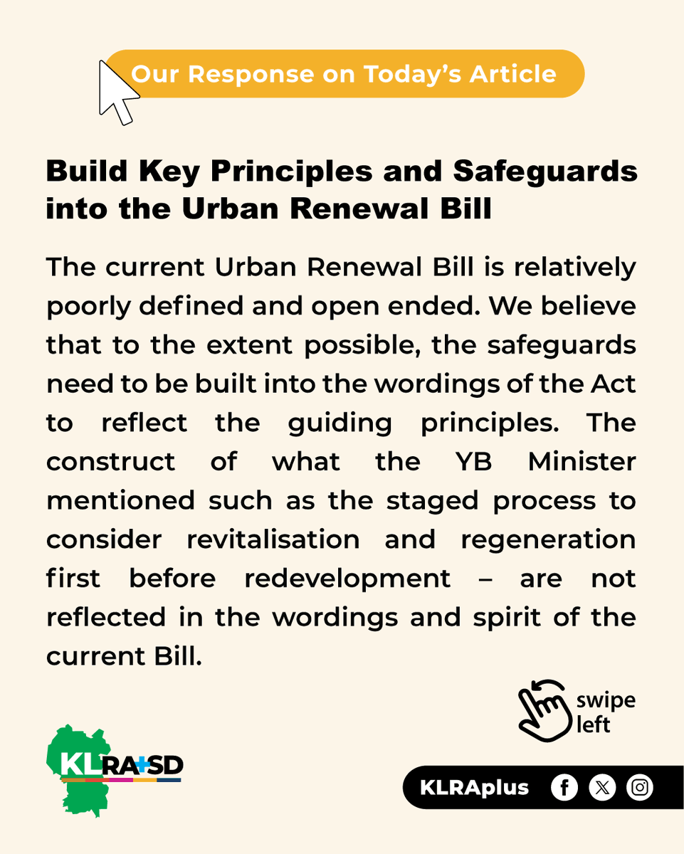 KLRAplus's tweet photo. Our Response on Today's Article

Below is KLRA+SD's response to an article that appeared on NST titled "Nga clarifies URA Bill provisions but questions remain" (https://t.co/fLKKt0gKwI)

Text can be found on our FB post on the same: https://t.co/jJX3lZcBJB

#UrbanRenewalForAll https://t.co/GhfcbjR1It