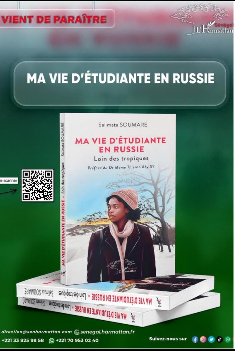 Salisoumare1's tweet photo. Ravie de vous présenter mon livre "Ma vie d’étudiante en Russie, loin des tropiques". Bien plus qu’un simple récit personnel, cet ouvrage se veut le reflet d’une expérience partagée par de nombreux étudiants africains ayant poursuivi leurs études dans les pays de l’Est. https://t.co/d9zzeD8PxD
