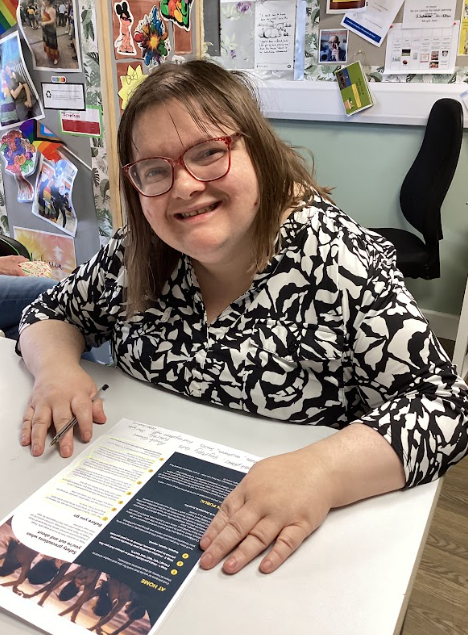 CascadeStiles's tweet photo. Cheryl enjoying spending time on our fabulous Adult Learning Centre 🖊️📖  #LifeLongLearner #Autism #education #inclusiveeducation https://t.co/rhgwU6yS4i