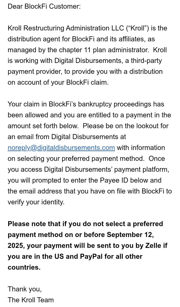 hanachancrypto's tweet image. BlockFiの受け取り方法を選択しようにも受け取り方法を記載したメールが来ないので選択出来ない件。
誰かメール届きましたか?

#BlockFi