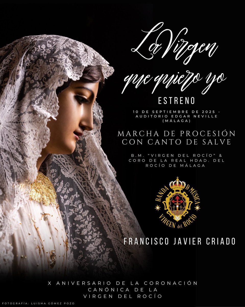 🎶✍🏻 𝓔𝓢𝓣𝓡𝓔𝓝𝓞 ✨ 

Con gran emoción, comenzamos septiembre anunciando el montaje junto al Coro de <a href="/HDADMALAGA/">Hermandad del Rocío de Málaga</a> de 𝙇𝙖 𝙑𝙞𝙧𝙜𝙚𝙣 𝙦𝙪𝙚 𝙦𝙪𝙞𝙚𝙧𝙤 𝙮𝙤, la nueva marcha procesional de nuestro <a href="/franjcriado/">Fran Javié Criado</a> dedicada a la Virgen del Rocío 🤍

#SuenaelRocío #CofradíasMLG