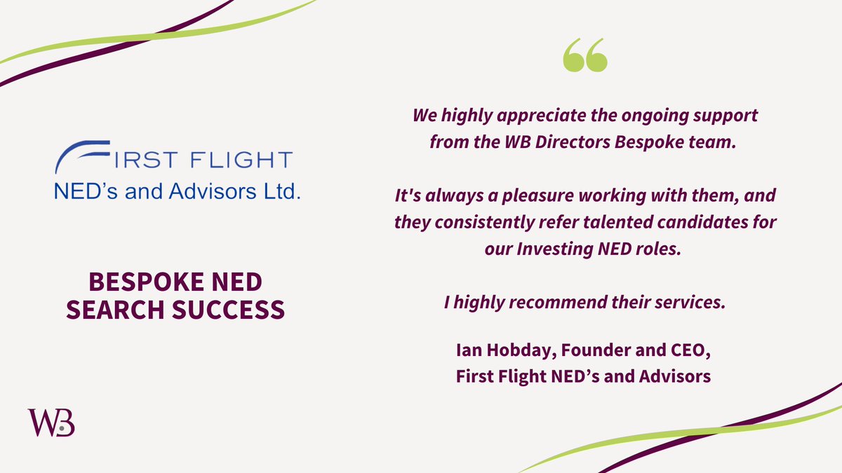 Find out how our Bespoke NED Search service could support your board recruitment plans ; zurl.co/mH8qf 

#WomenOnBoards #WBDirectors #BespokeNEDSearch #NonExecutiveDirectors #BoardRecruitment #Boardroom #NEDs #Trustees