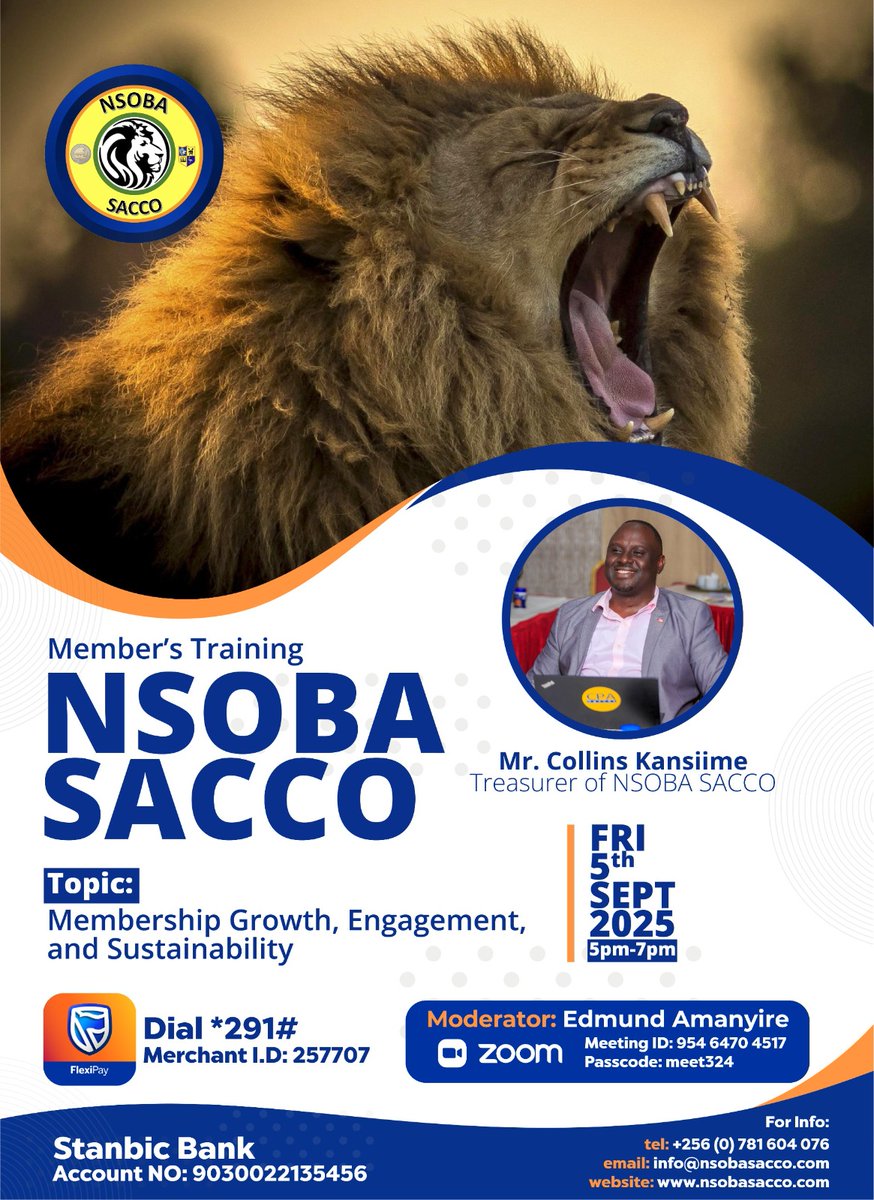 🚨 Invitation to Online Engagement

📍Join us for an exciting online session on SACCO's Membership Growth and Sustainability! 📈

🗓️ Friday, 5th September 2025
⏰ 5.00 PM to 7.00 PM

📌 Your participation will be highly valuable!

🎯 We look forward to seeing you all there! 🙌