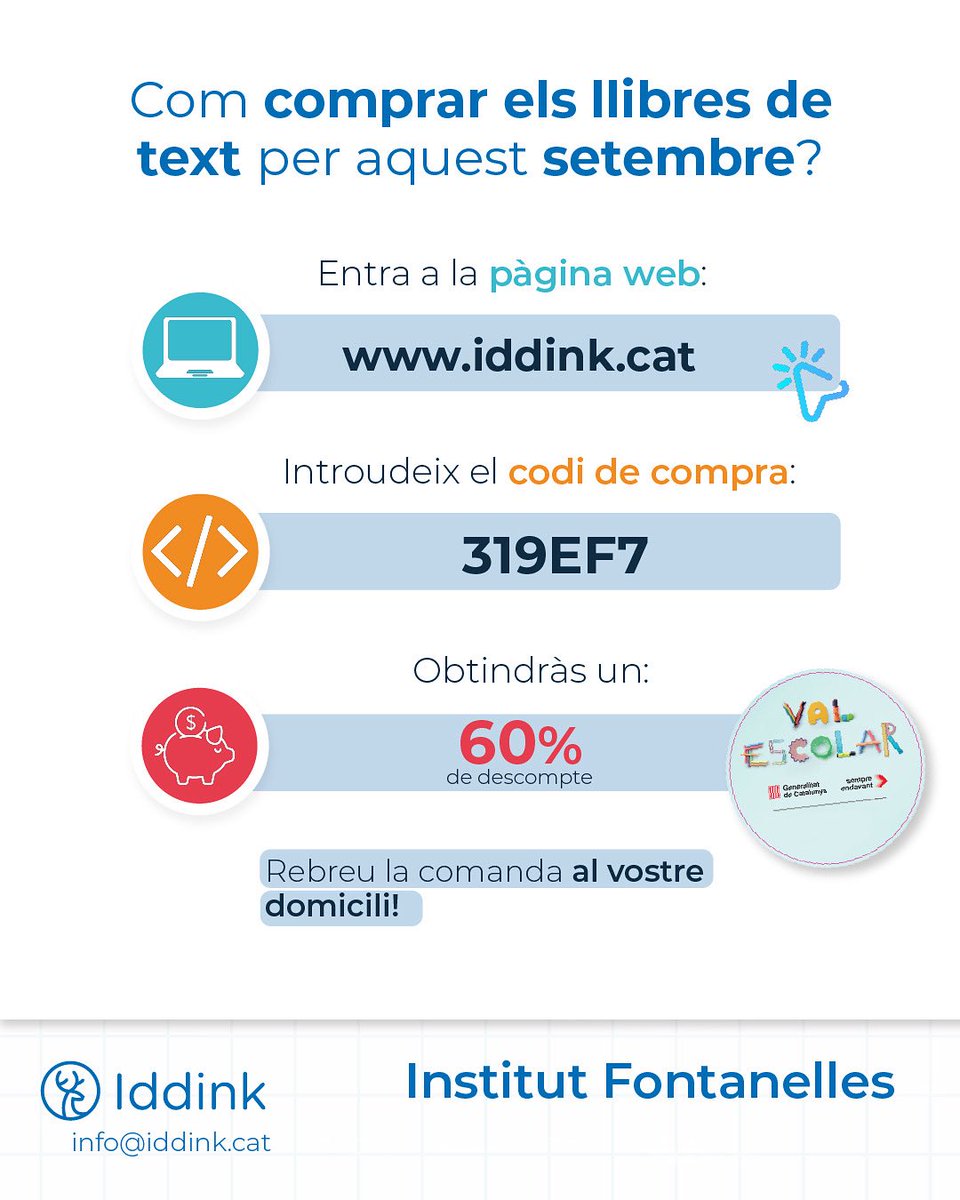 📚 Des d’ <a href="/Iddink/">Iddink</a> ens recorden com s’ha de fer la comanda de llibres per aquest setembre 📝