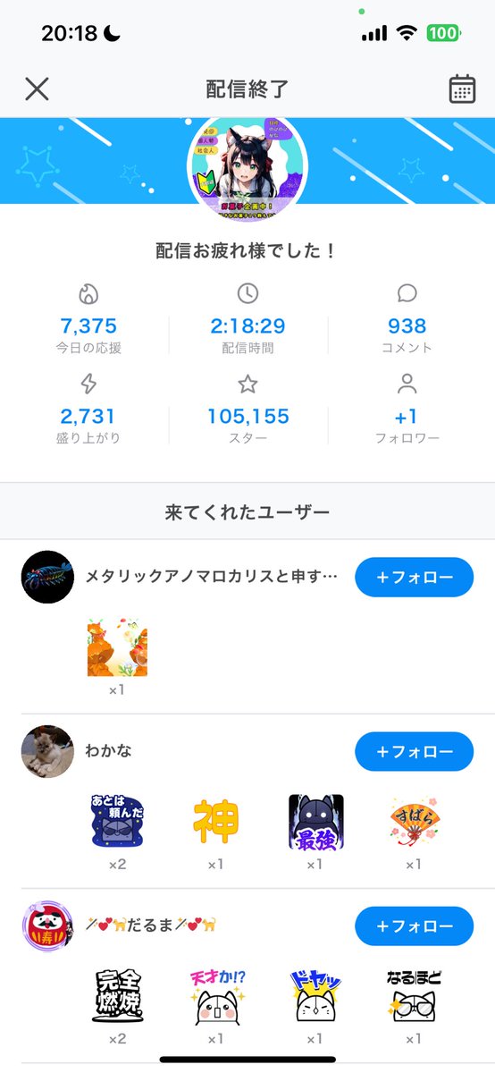PS_1km's tweet photo. 8/31(日)スターたくさんありがとう！

8月の応援ありがとうございました🥰
今月は61時間配信！ということで予定より2倍やっていたみたい。笑

しばらくは仕事も忙しくなりそうなのですが、余裕があるときには長めの配信もするね！

そろそろ夏休みもとりたいんだけどなぁ〜 https://t.co/GBt6bh0In1