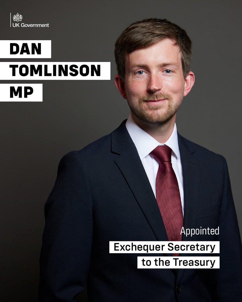 HM Treasury (@hmtreasury) on Twitter photo Welcome to <a href="/Dan4Barnet/">Dan Tomlinson MP</a> who has been appointed Exchequer Secretary to the Treasury Welcome to <a href="/Dan4Barnet/">Dan Tomlinson MP</a> who has been appointed Exchequer Secretary to the Treasury