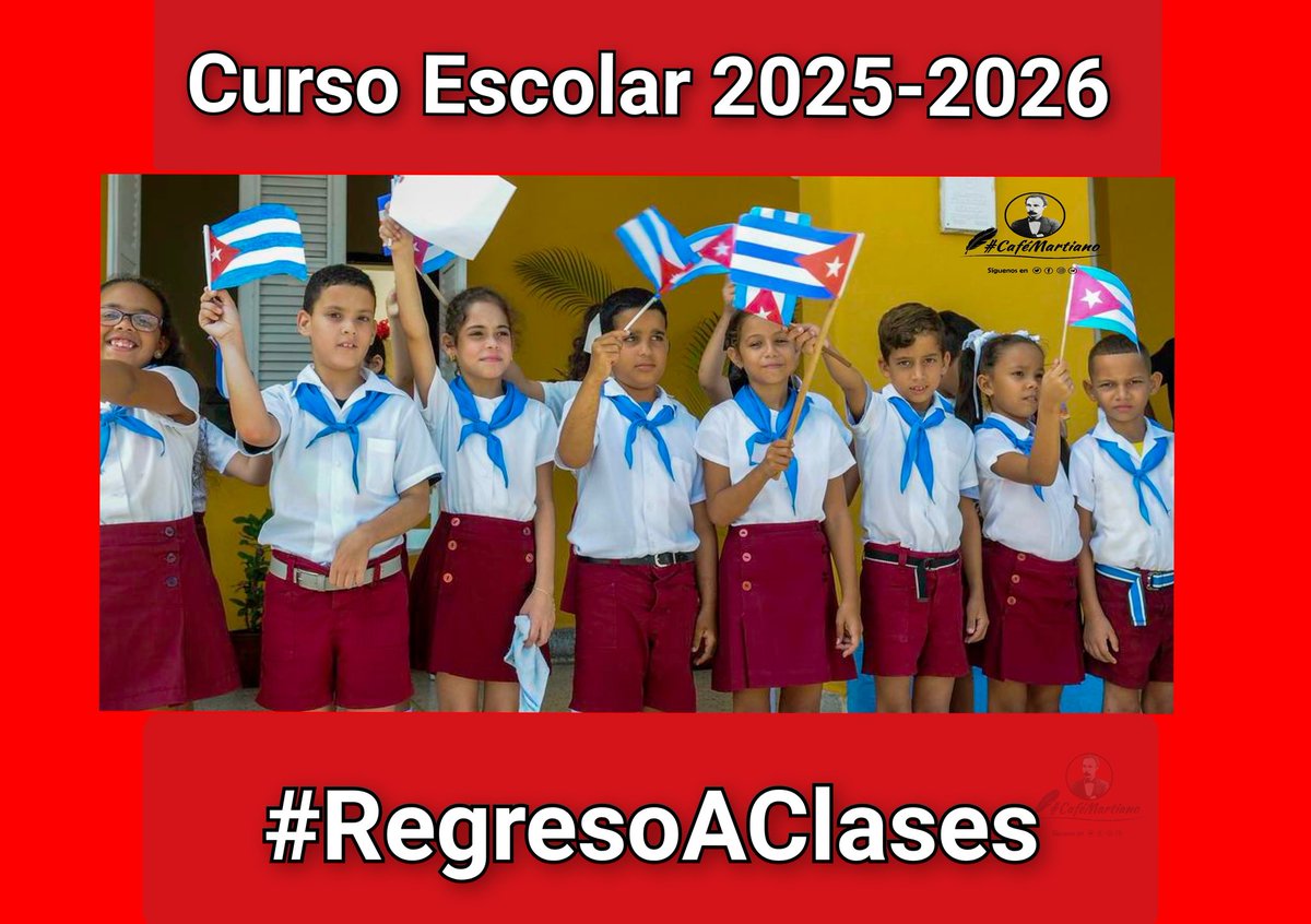 Buenos días 🇨🇺 #CaféMartiano
Ante el curso escolar 2025-2026:

Lo dijo, lo vivió y lo practicó Martí:
✍️"Ser cultos es el único modo de ser libres".

Así lo hizo Fidel:
“Una revolución solo puede ser hija de la cultura y de las ideas".

#RegresoAClases
#Cuba