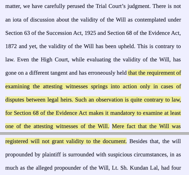 Mere fact that the Will was registered will not grant it validity. 

#SupremeCourt.