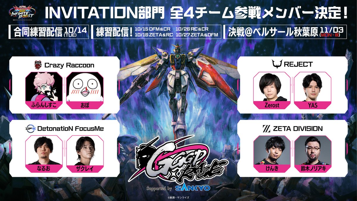 RAGE (@esports_rage) on Twitter photo ◢◤ GGGP × RAGE ◢◤
INVITATION部門 💎
全4チームの参戦メンバー決定💥
🕹️ Crazy Raccoon
├ ふらんしすこ <a href="/Franciscooo_T/">ふらんしすこ</a>
└ おぼ <a href="/obormentv/">おぼ</a>
🕹️ DetonatioN FocusMe
├ なるお <a href="/moujaatumare/">なるお</a>
└ ザクレイ <a href="/Ssb4_Zackray/">ザクレイ/Zackray</a>
🕹️ REJECT
├ Zerost <a href="/Zerost_s/">Zerost🐸</a>
└ YAS <a href="/YAS_jittyoku/">YAS | REJECT</a>
🕹️ ZETA ◢◤ GGGP × RAGE ◢◤
INVITATION部門 💎
全4チームの参戦メンバー決定💥
🕹️ Crazy Raccoon
├ ふらんしすこ <a href="/Franciscooo_T/">ふらんしすこ</a>
└ おぼ <a href="/obormentv/">おぼ</a>
🕹️ DetonatioN FocusMe
├ なるお <a href="/moujaatumare/">なるお</a>
└ ザクレイ <a href="/Ssb4_Zackray/">ザクレイ/Zackray</a>
🕹️ REJECT
├ Zerost <a href="/Zerost_s/">Zerost🐸</a>
└ YAS <a href="/YAS_jittyoku/">YAS | REJECT</a>
🕹️ ZETA