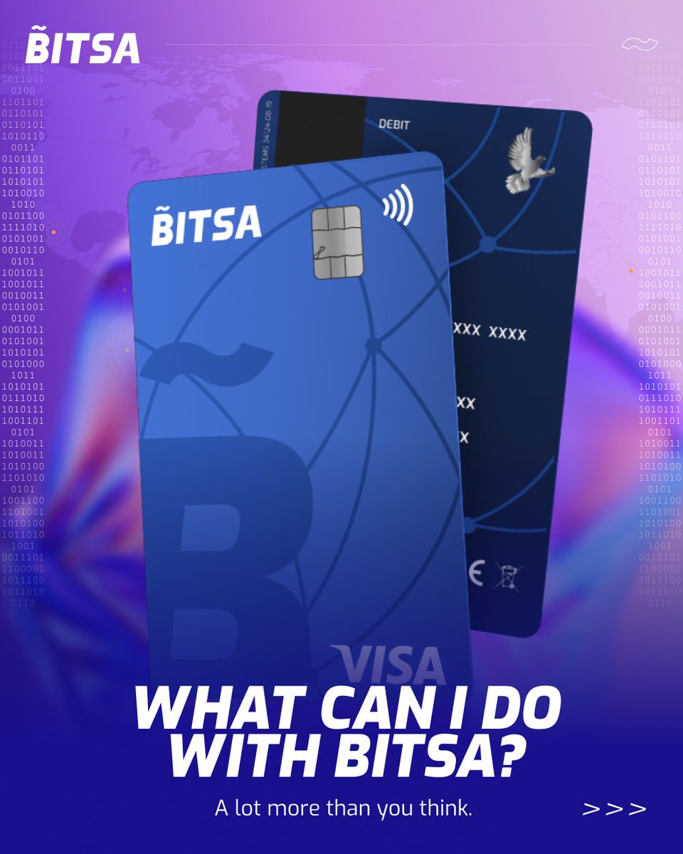 Bitsa_card's tweet image. 💳 Top up with crypto. Pay everywhere Visa is accepted.
⚡ Instant reloads
🎛️ Prepaid control
🍿 Subscriptions made simple
💳 Online & in-store payments
🌍 Everyday use: food, travel, shopping
#Bitsa #TopUpWithCrypto #SpendCrypto #VisaPrepaid #CryptoLife