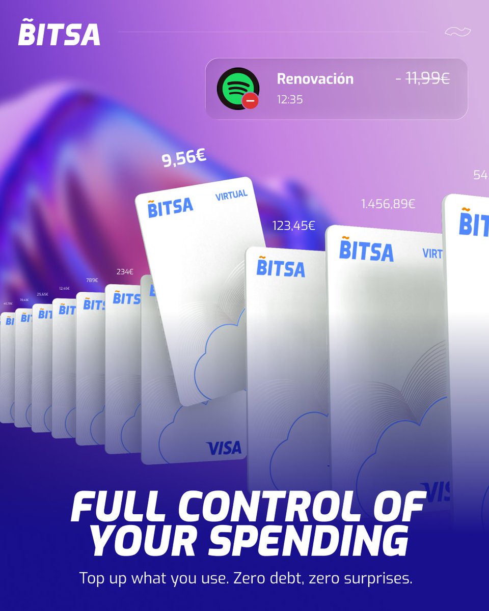 Bitsa_card's tweet image. 💳 Top up with crypto. Pay everywhere Visa is accepted.
⚡ Instant reloads
🎛️ Prepaid control
🍿 Subscriptions made simple
💳 Online & in-store payments
🌍 Everyday use: food, travel, shopping
#Bitsa #TopUpWithCrypto #SpendCrypto #VisaPrepaid #CryptoLife