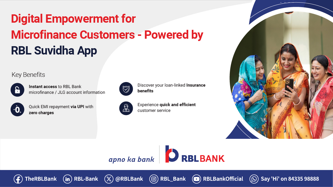 Secure and simplify your banking, anytime, anywhere via RBL Suvidha App. Manage loan details, EMIs, access insurance &amp; more. Download and start using RBL Suvidha App today.

#RBLSuvidhaApp #ApnoKaBank #RBLBank